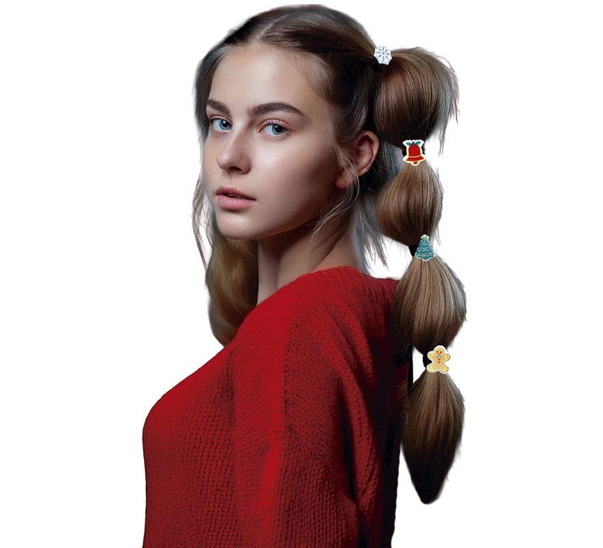 Pack de 6 gomas de Pelo Navideñas en modelos surtidos