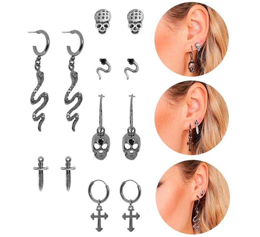 Pack de 6 Pendientes surtidos de Calaveras