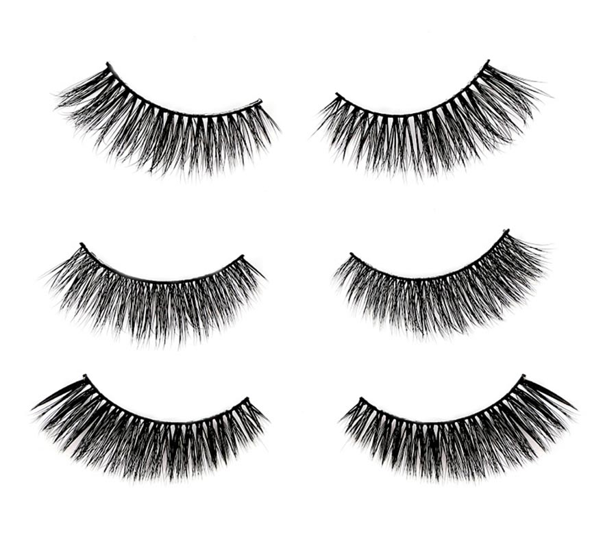 Pack de 6 cils longs noirs