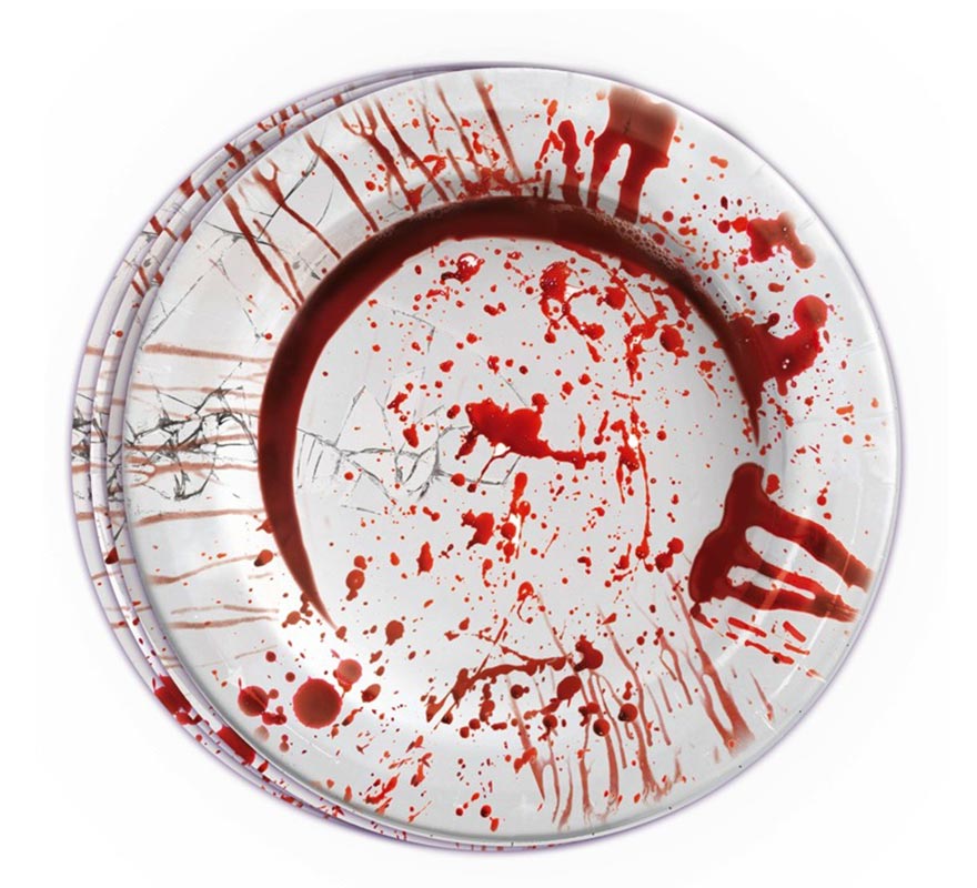 Pack of 6 Plates with Blood 23 cm