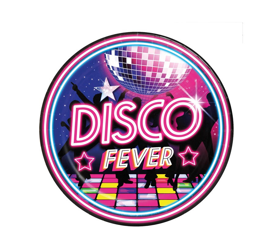 Pack of 6 Disco Fever Plates of 23 cm