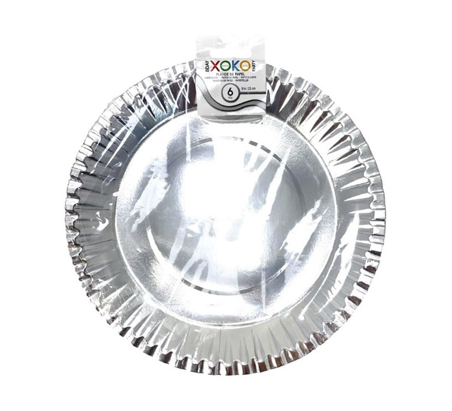 Pack of 6 23 cm silver plates