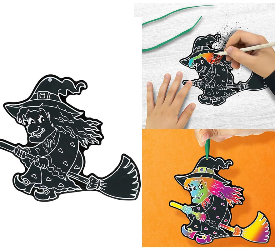 Pack of 6 Halloween Silhouettes for Coloring 14 cm