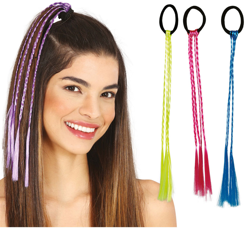 Pack de 6 tresses de couleurs assorties de 35 cm