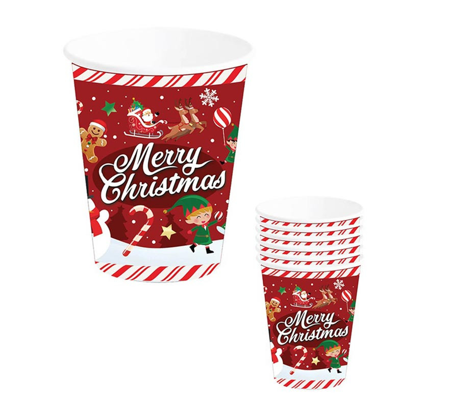 Pack of 6 Merry Christmas Glasses of 240 ml