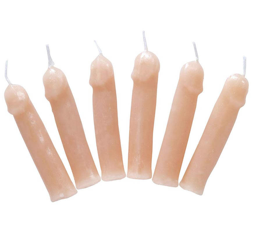 Pack of 6 Penis-shaped wax candles