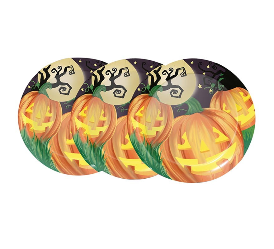 Pack of 8 Pumpkin Plates of 23 cm