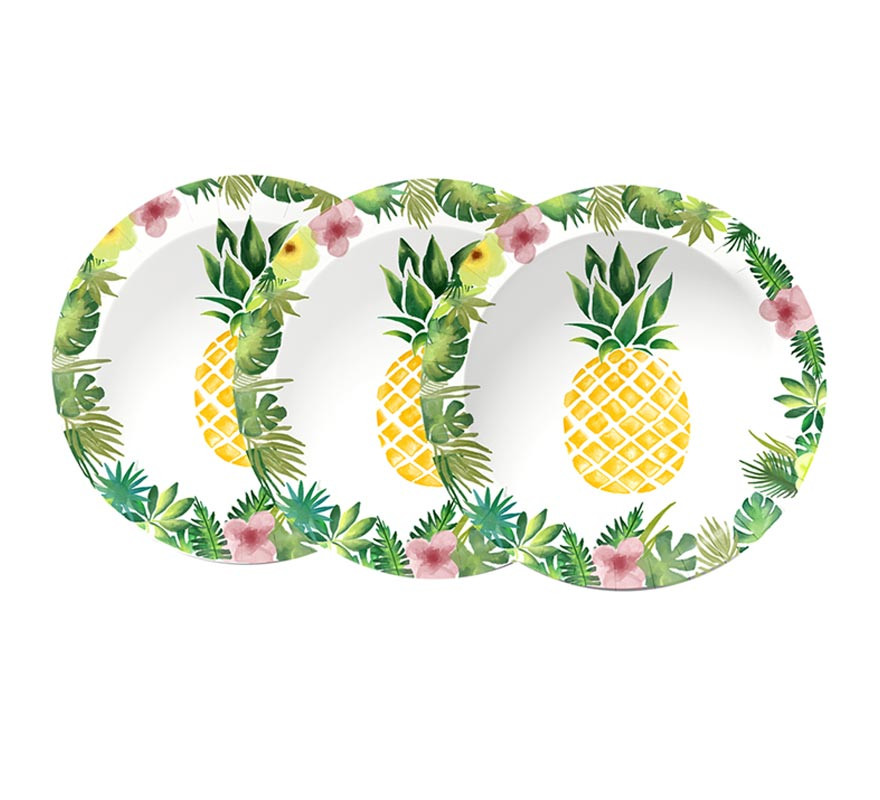 Pack of 8 Hawaii Plates of 23 cm