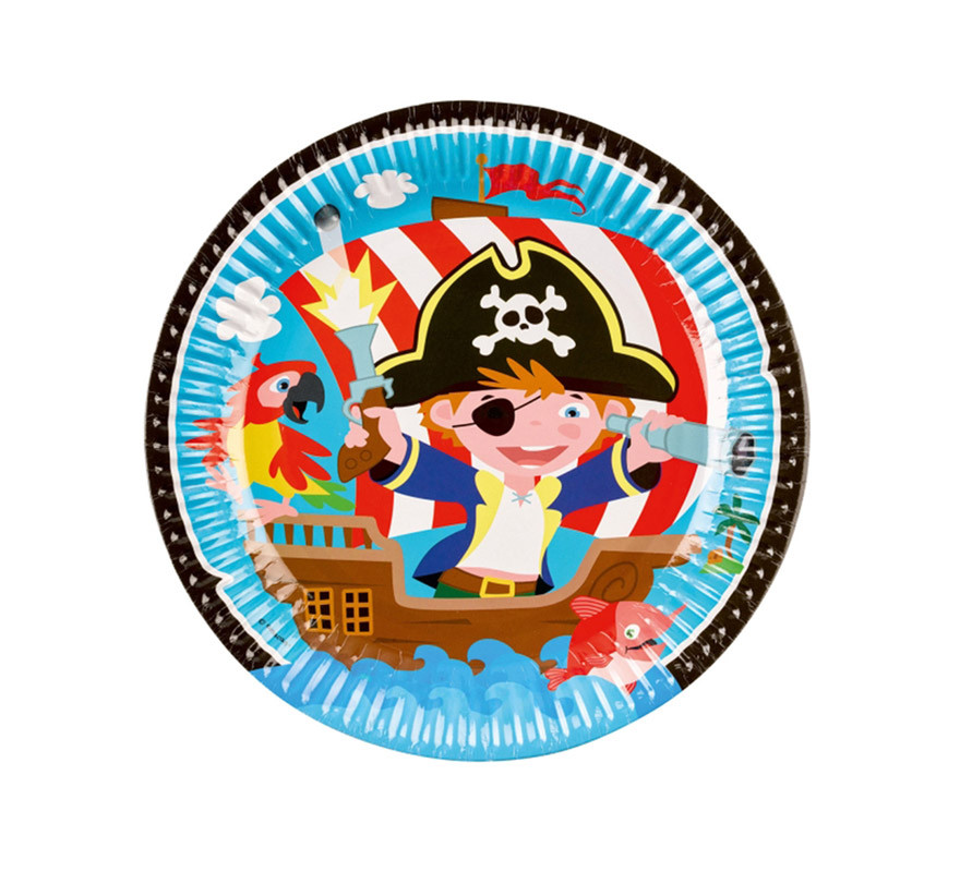 Pack of 8 23 cm Cardboard Pirate Plates