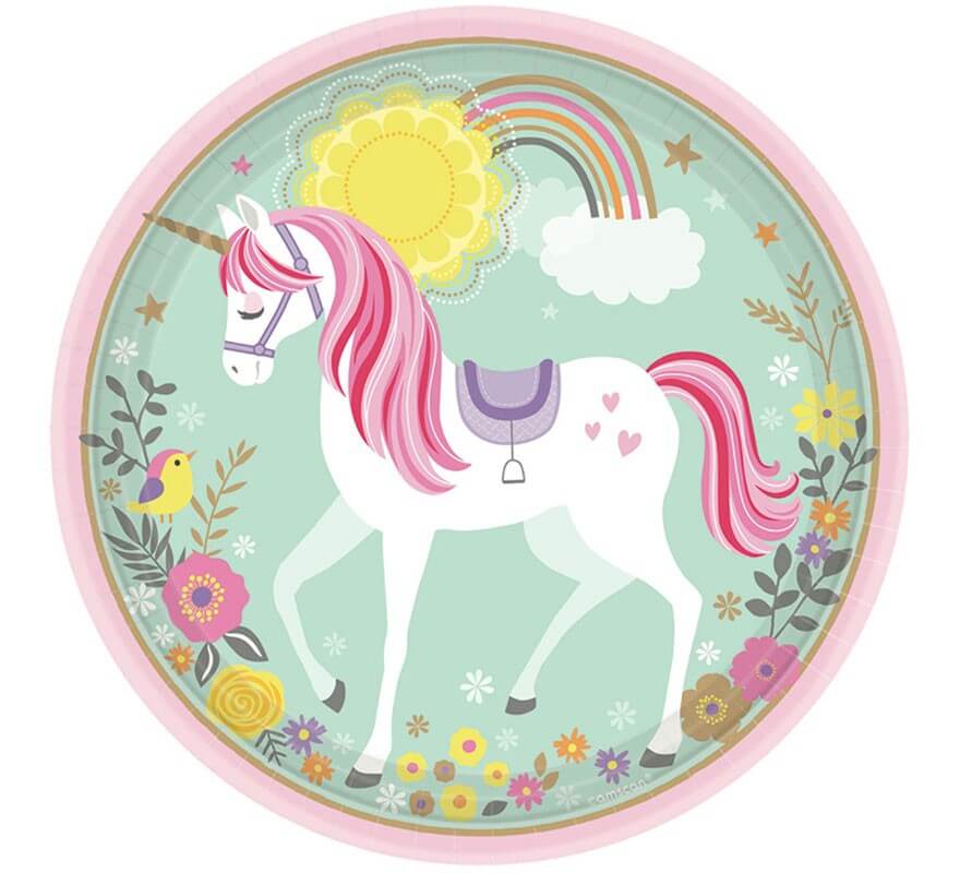 Pack of 8 22.8 cm Magical Unicorn Plates