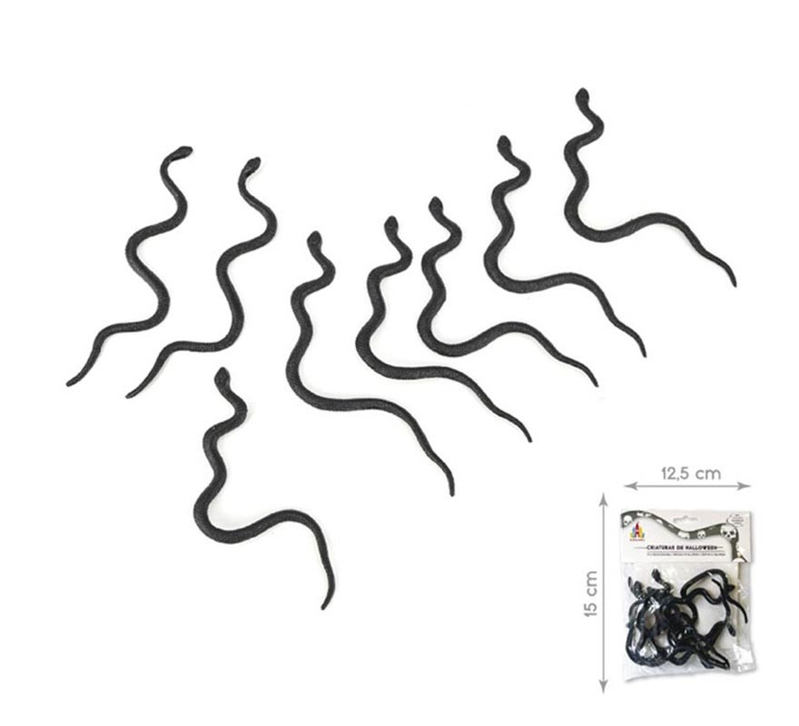 Pack of 8 Thin Black Snakes