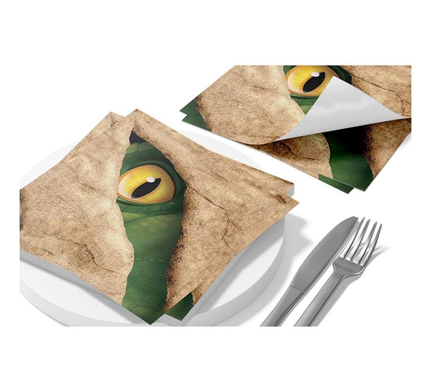 Pack of 8 Dinosaur Napkins of 33x33 cm