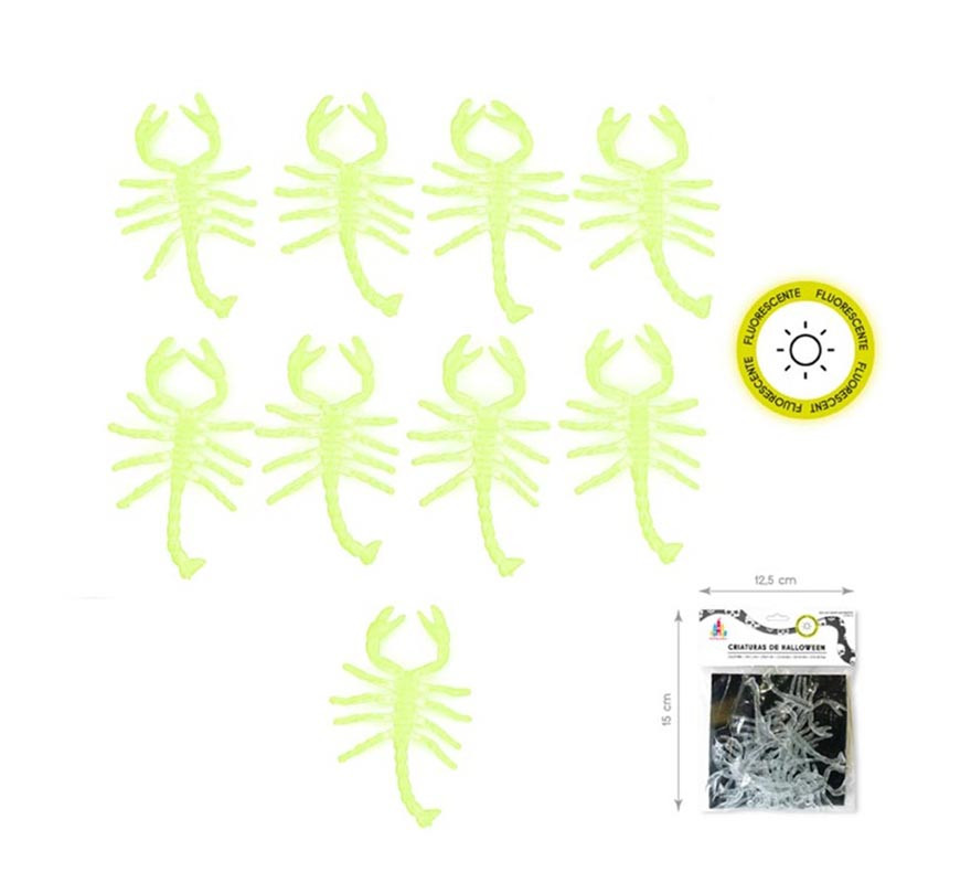 Pack of 9 fluorescent scorpions