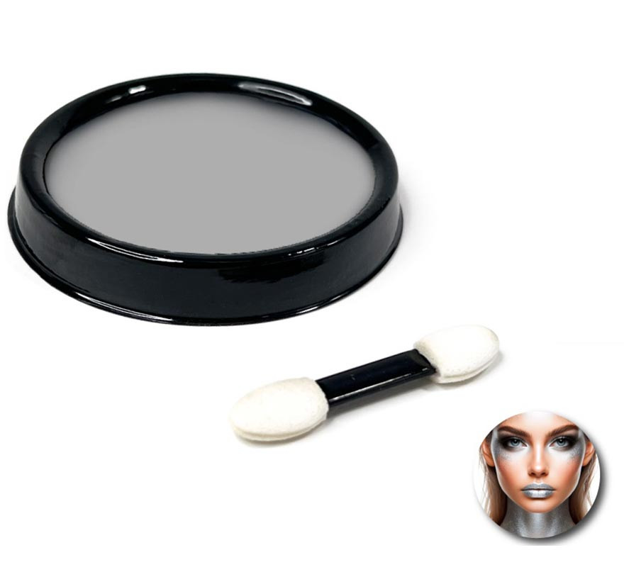 Silver water-based makeup pack with brush