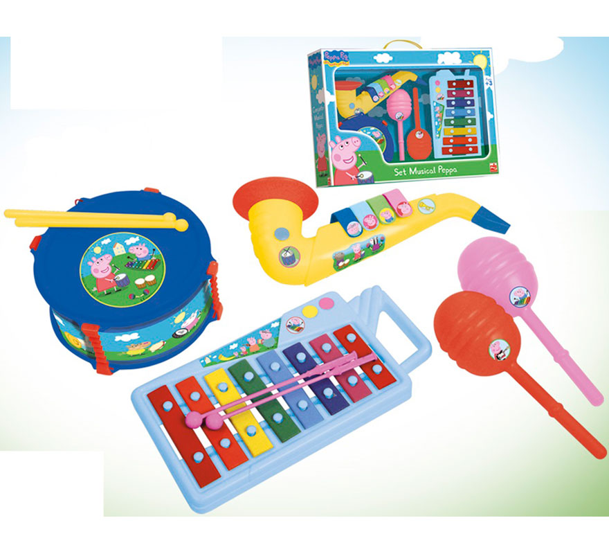 Pack Instrumentos Peppa Pig: Xilófono, Tambor, Saxofón y Maracas