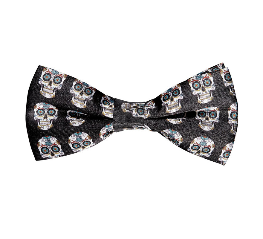 Adjustable Satin Day of the Dead Catrina Bow Tie