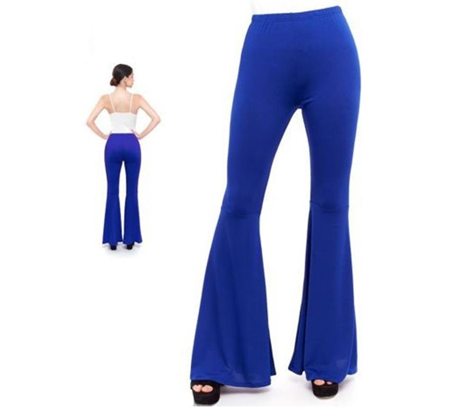 Pantalones de Campana de Punto color Azul para mujer