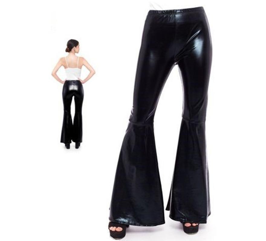 Pantalones de Campana Metalizado color Negro mujer