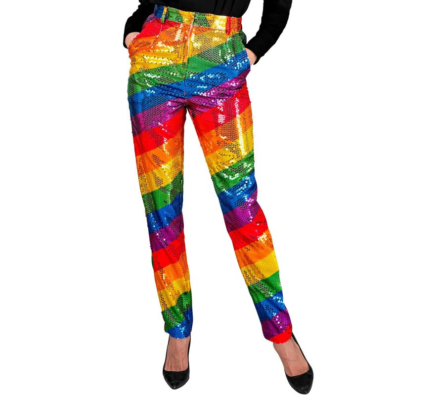 Multicolor striped party pants for women