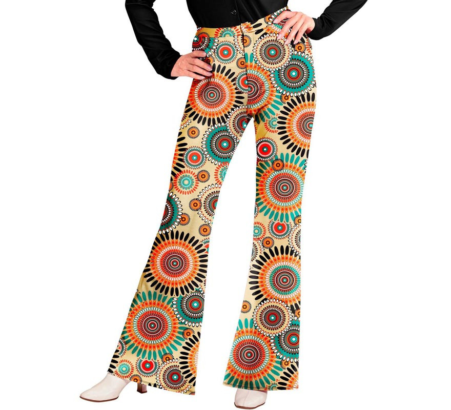 Calças da moda mandala dos anos 60 para mulheres
