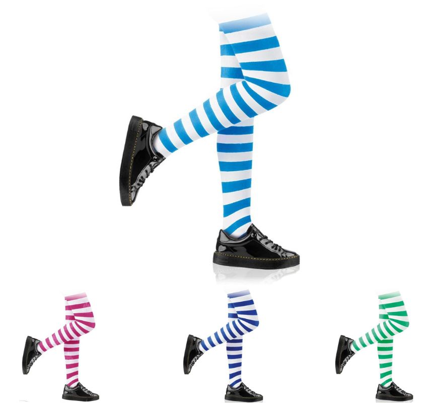 Collants às Riscas Branco Infantil em várias cores