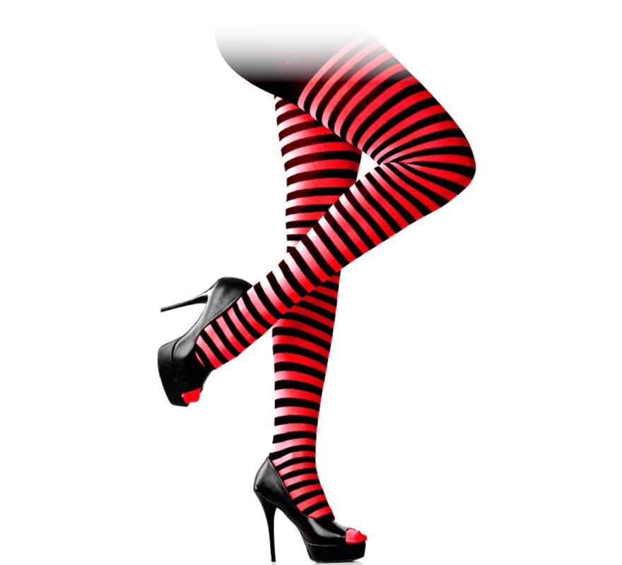 Collants às Riscas Preto Adulto em várias cores