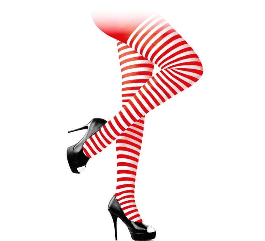 Collants às Riscas Vermelho Adulto em várias cores