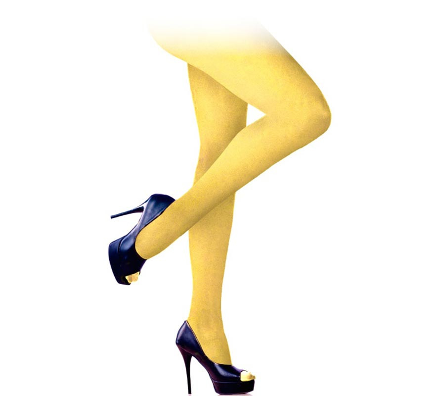 Yellow 40 denier adult tights