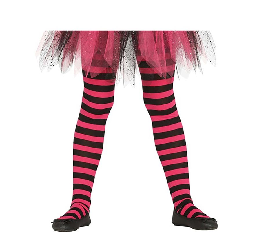 Collants listrados em várias cores para criança dos 7 aos 12 anos