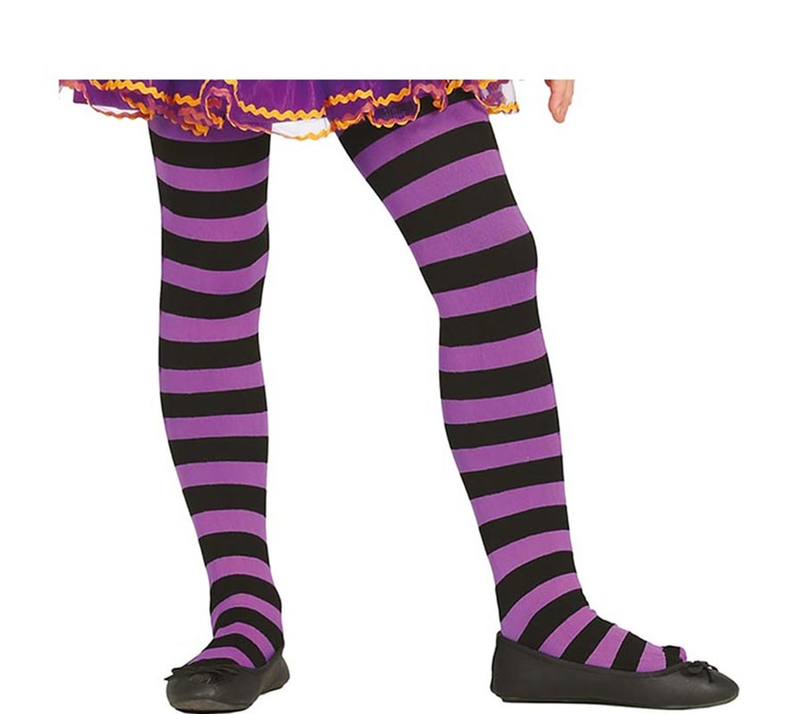 Collants listrados em várias cores para criança dos 7 aos 12 anos