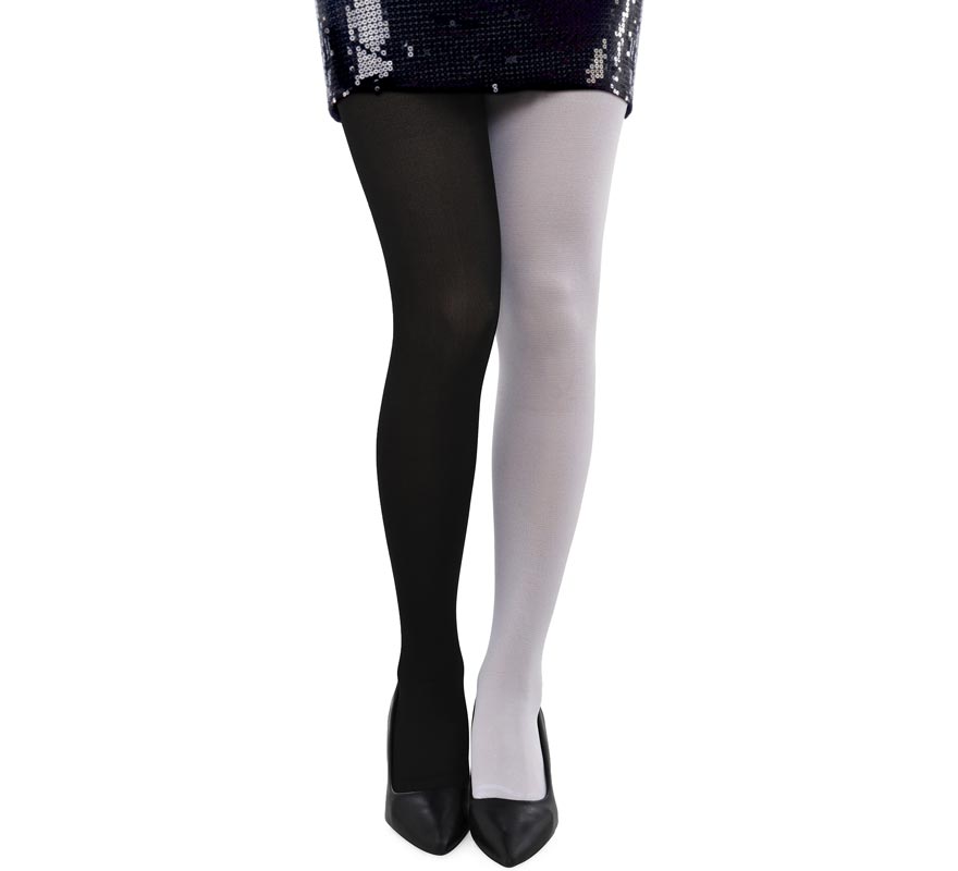 Black and White Two-Tone Tights