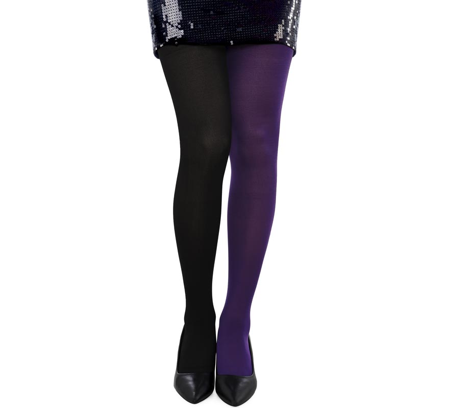 Black and purple two-tone tights