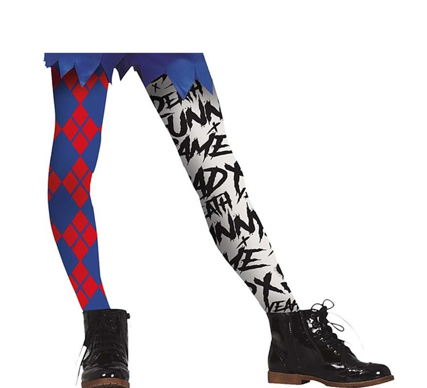 Collants Arlequin Clown Pour Femme - Style Cirque Au-dessus Du Genou - Déguisement Halloween Ou Fête Costumée