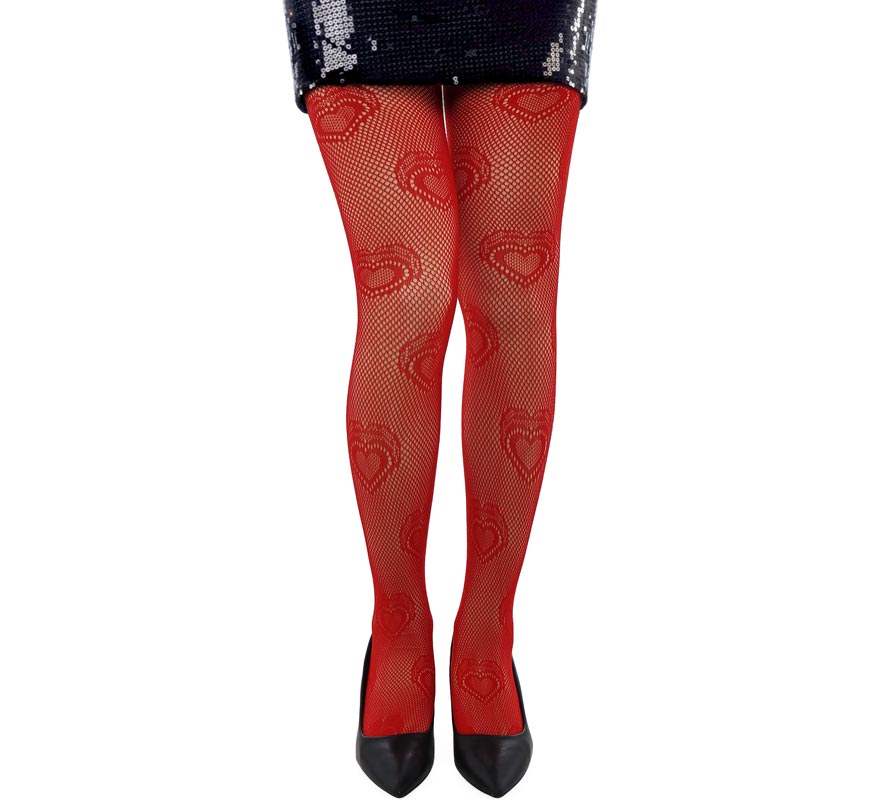 Red Heart Fishnet Pantyhose