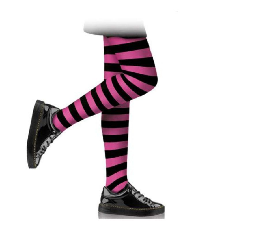 Meia-calça infantil listrada preta em várias cores