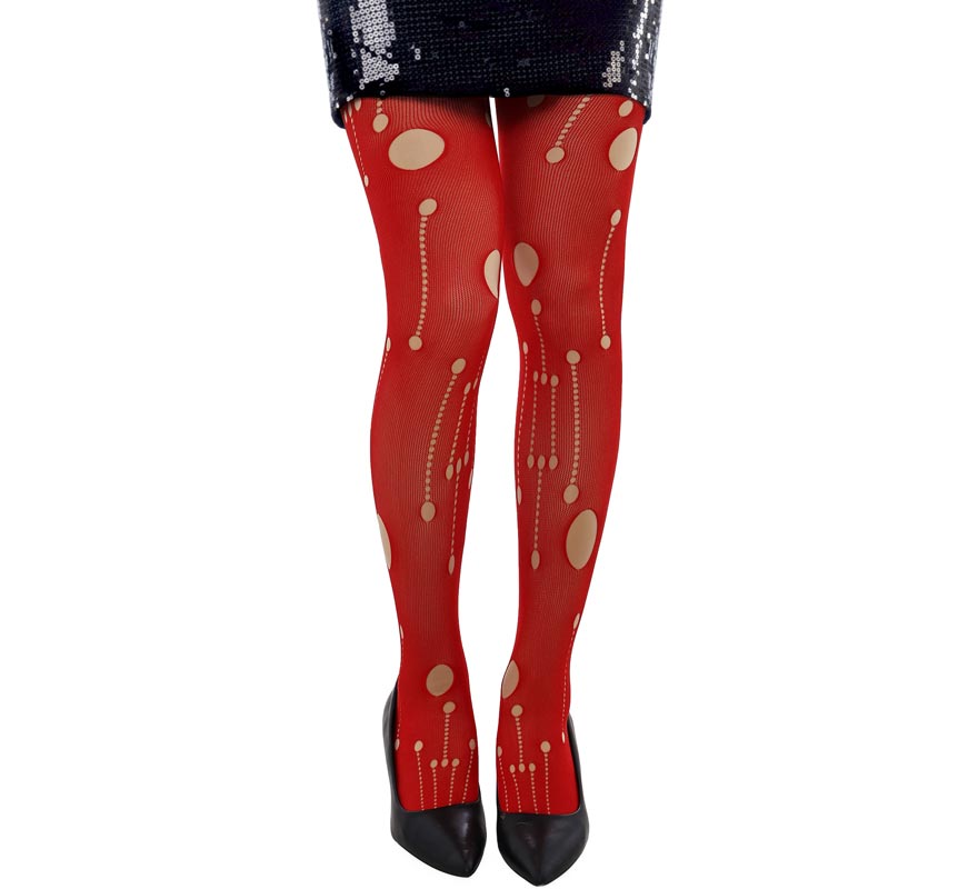 Red pantyhose with holes