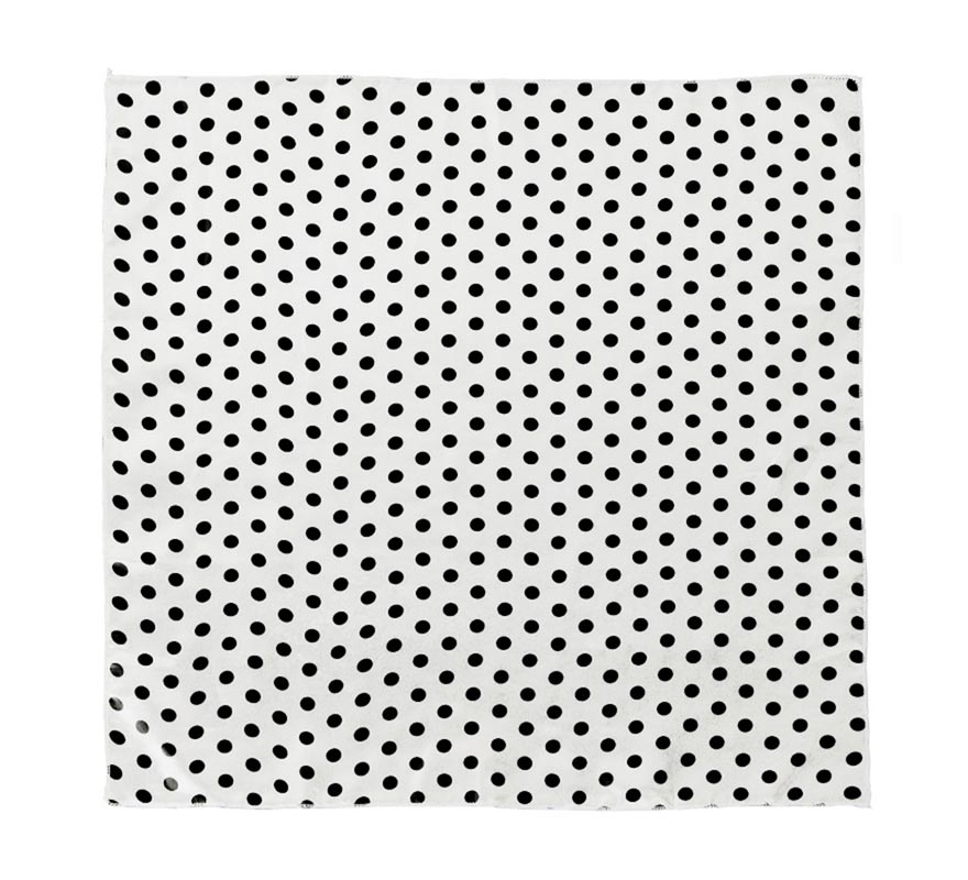 White handkerchief with black polka dots 50x50 cm