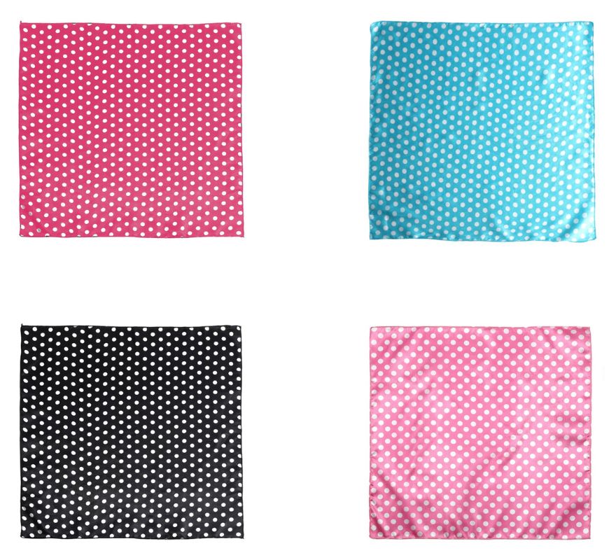 Lenço com bolas brancas de 50x50 cm em várias cores