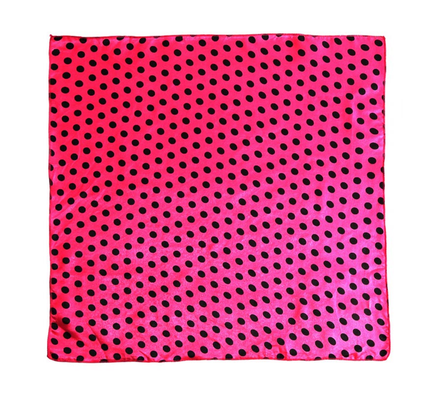 Fuchsia scarf with black polka dots 50x50 cm