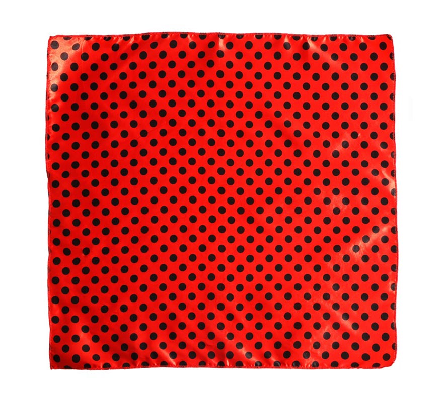 Red scarf with black polka dots 50x50 cm