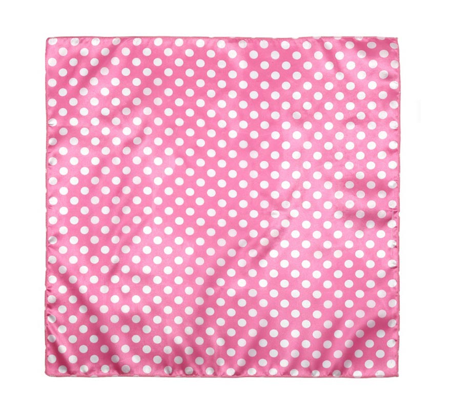 Sciarpa rosa con pois bianchi 50x50 cm