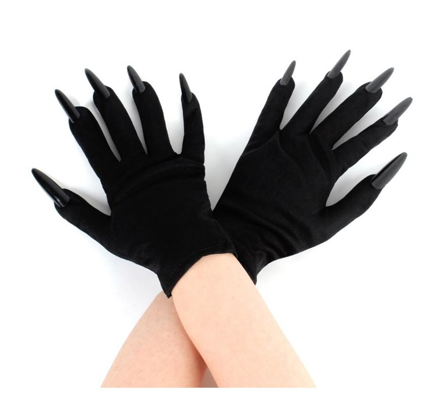 Pair of black gloves with black nails for adults