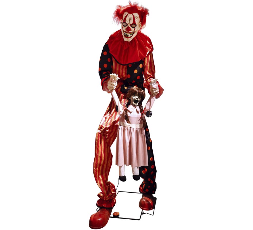 Palhaço sequestrador gigante animado com luz, som e movimento 65x90x220 Palhaço sequestrador gigante animado com luz, som e movimento 65x90x220