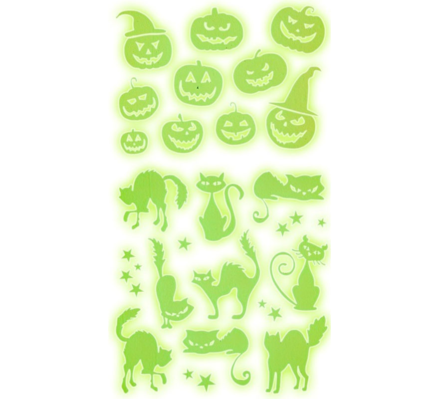 Adesivos fluorescentes de abóbora e gato 21x15 cm