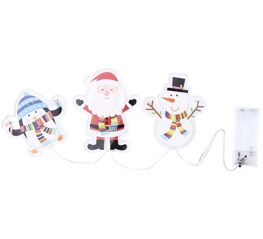 Pegatinas Gel Led 3 Figuritas Abrazos de Navidad de 15x30 cm