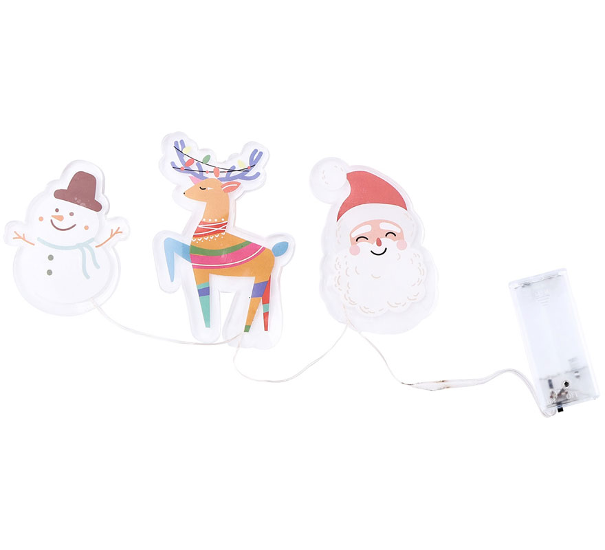Pegatinas Gel Led 3 Figuritas Alegres de Navidad de 15x30 cm