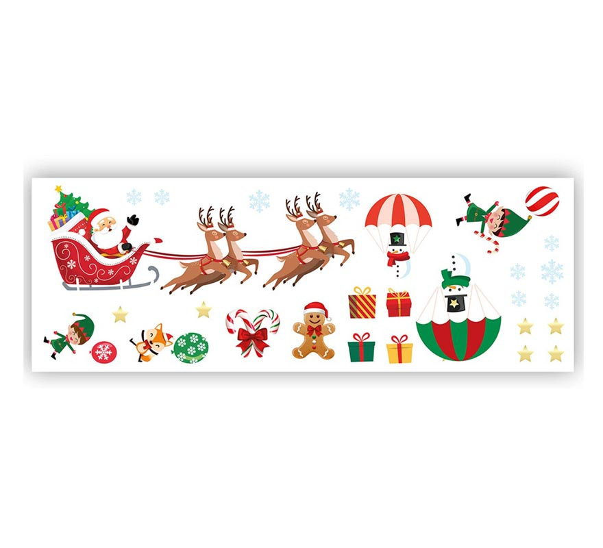 Santa's Sleigh Wall Stickers 25x70cm Self-Adhesive