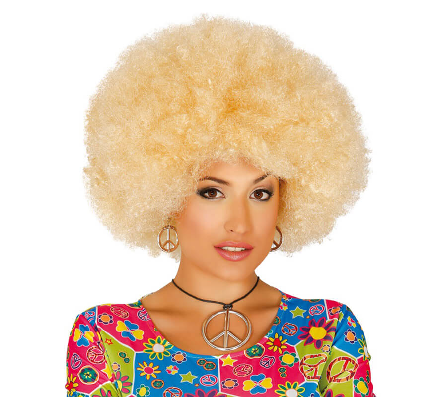 Perruque Afro Extra Grande Disco Blonde