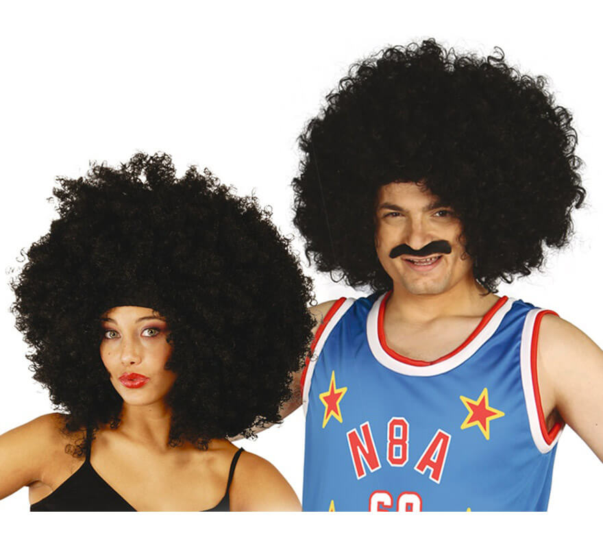 Perruque - Afro Disco - Adulte - Noir - Cheveux courts et frisés