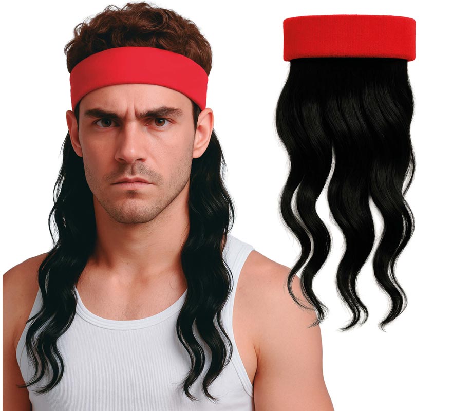 Peluca Castaña con Cinta roja